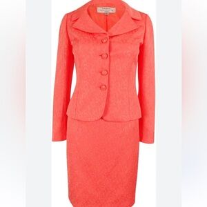 Tahari Coral Textured Blazer and Skirt Set